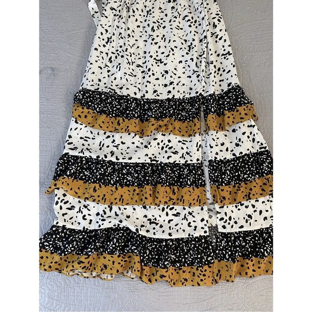 NWT Les Serein Off Shoulder Ruffle Tiered Bohemian Frnt Slit Elastic Maxi Dress - Picture 8 of 12